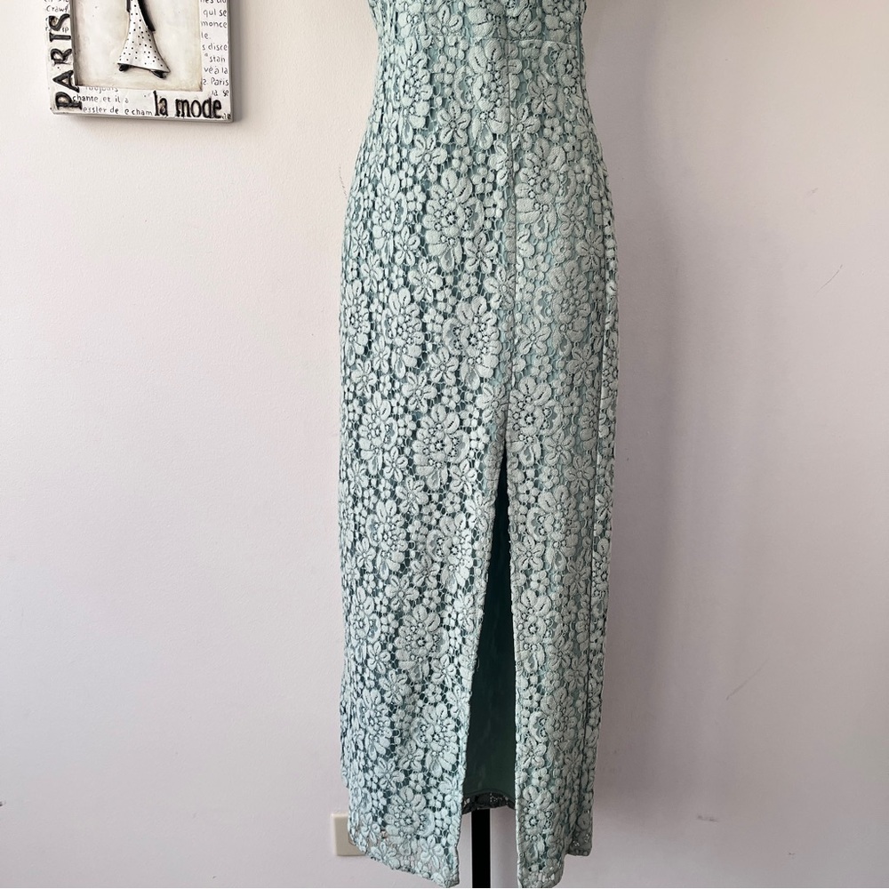 Zara Green Romantic Fairycore Feminine Lace Coquette Wedding Guest Midi Dress M - Picture 7 of 14